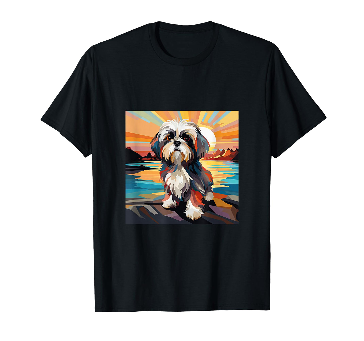 Abstract Pop Art Mountain Shih Tzu T-Shirt - Fun Novelty Design Unisex - T-Shirt, Sweatshirt, Hoodie