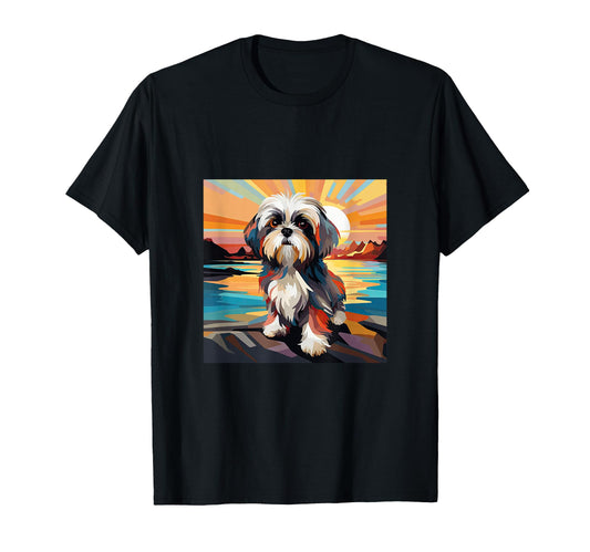 Abstract Pop Art Mountain Shih Tzu T-Shirt - Fun Novelty Design Unisex - T-Shirt, Sweatshirt, Hoodie