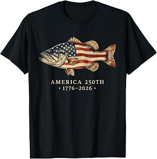 USA 250th 1776 2026 Patriotic Bass Fishing T-Shirt Unisex T-shirt, Sweatshirt, Hoodie, Long Sleeve Tee - T-Shirt, Sweatshirt, Hoodie