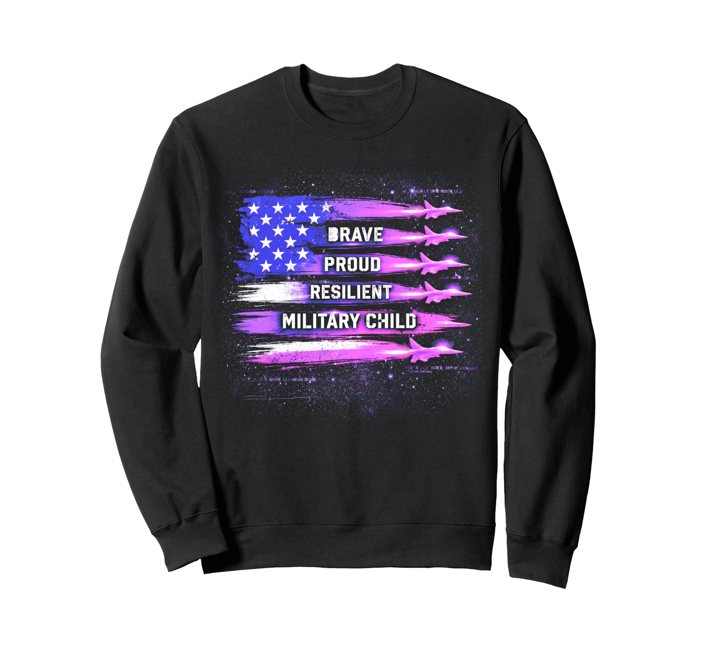 Brave Proud Resilient Military Child Sweatshirt - Aesthetic Graphic Unisex - T-Shirt, Sweatshirt, Hoodie