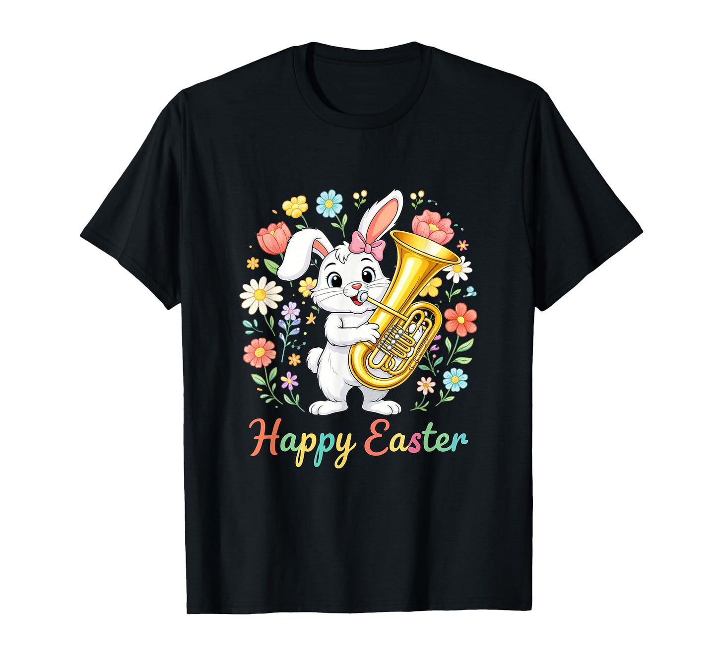 Happy Easter Bunny Playing Tuba T-Shirt - Unique Graphic Men Women - T-Shirt, Sweatshirt, Hoodie