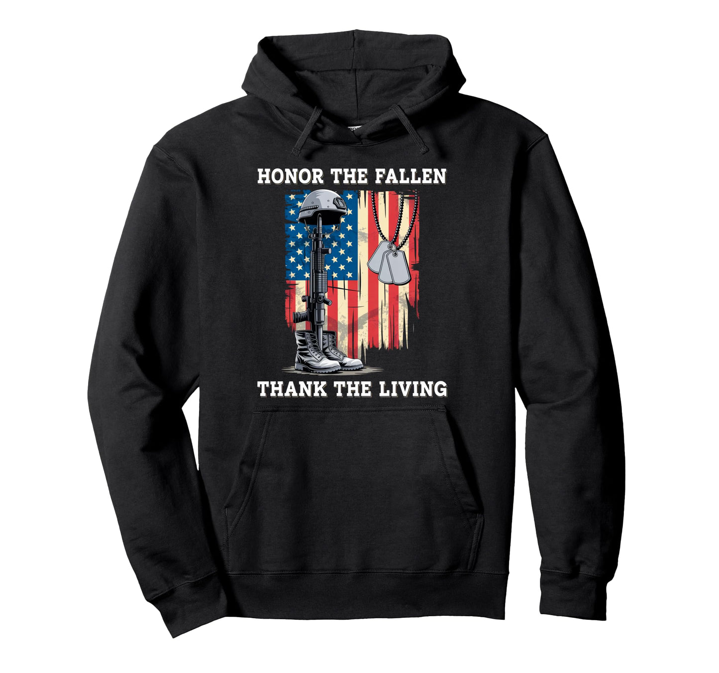 Distressed Memorial Day Honor Fallen Thank Hoodie - Graphic Print Unisex - T-Shirt, Sweatshirt, Hoodie