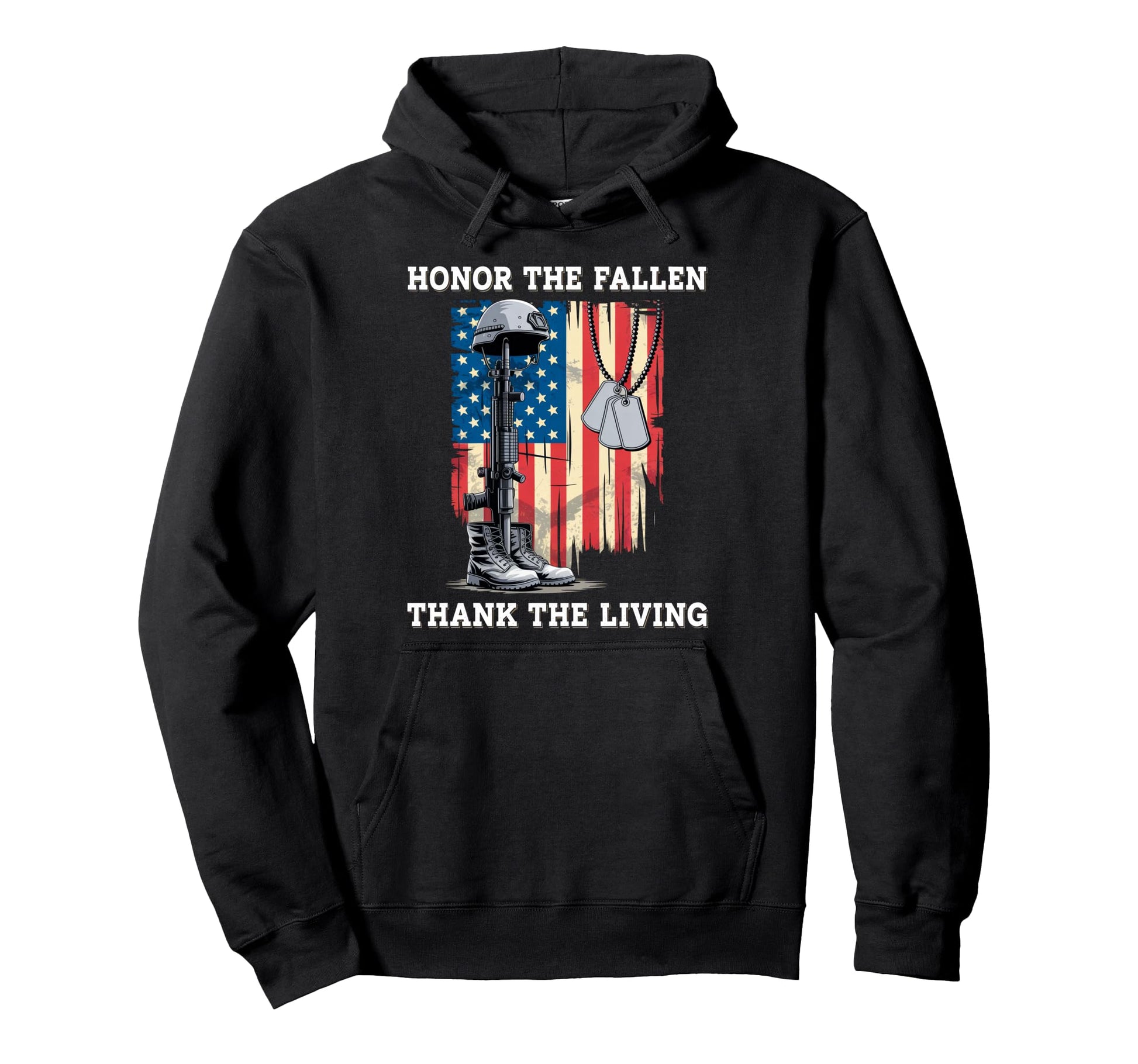 Distressed Memorial Day Honor Fallen Thank Hoodie - Graphic Print Unisex - T-Shirt, Sweatshirt, Hoodie