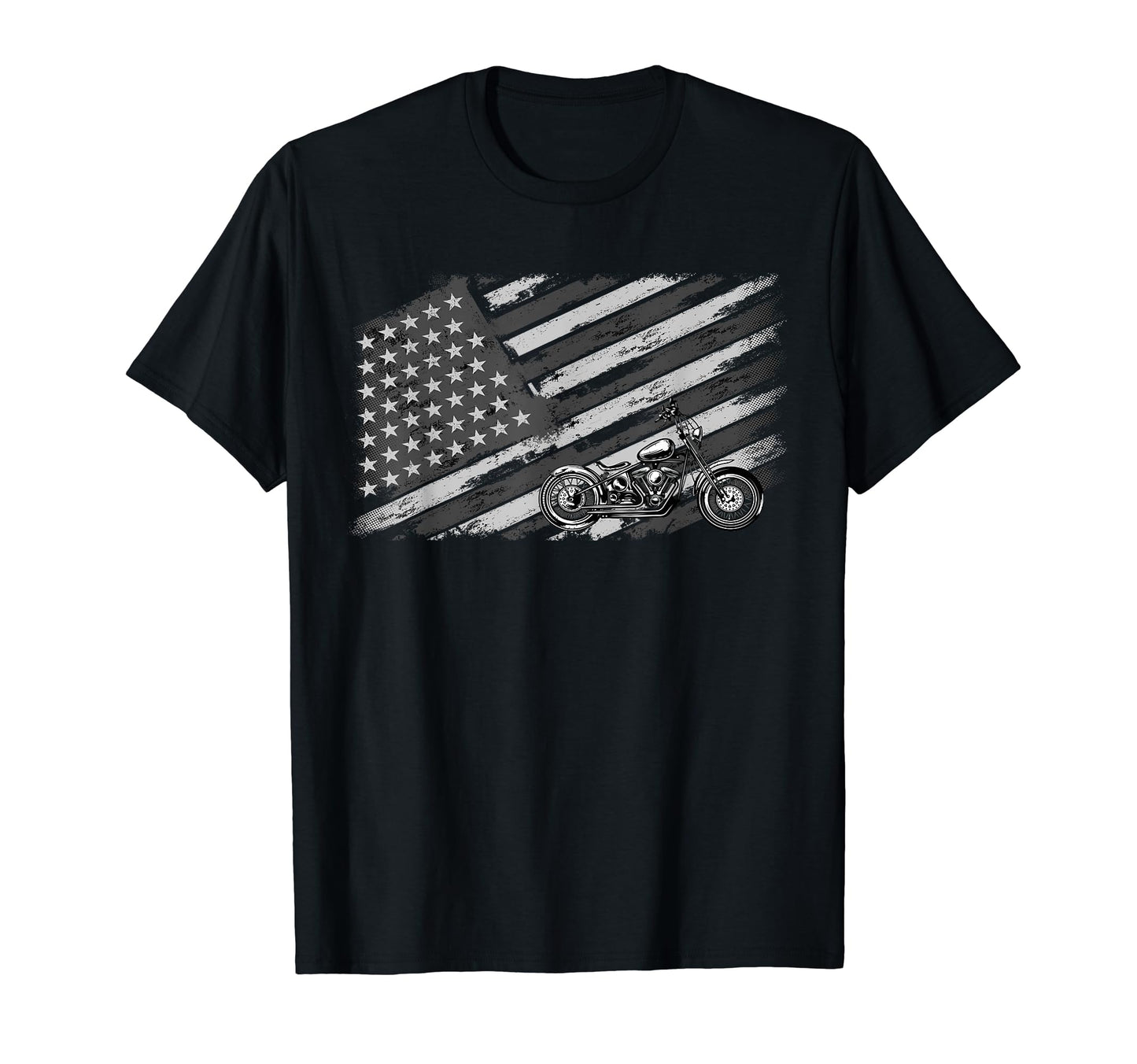 American Flag Biker Motorcycle T-Shirt - Minimalist Print Men Women - T-Shirt, Sweatshirt, Hoodie