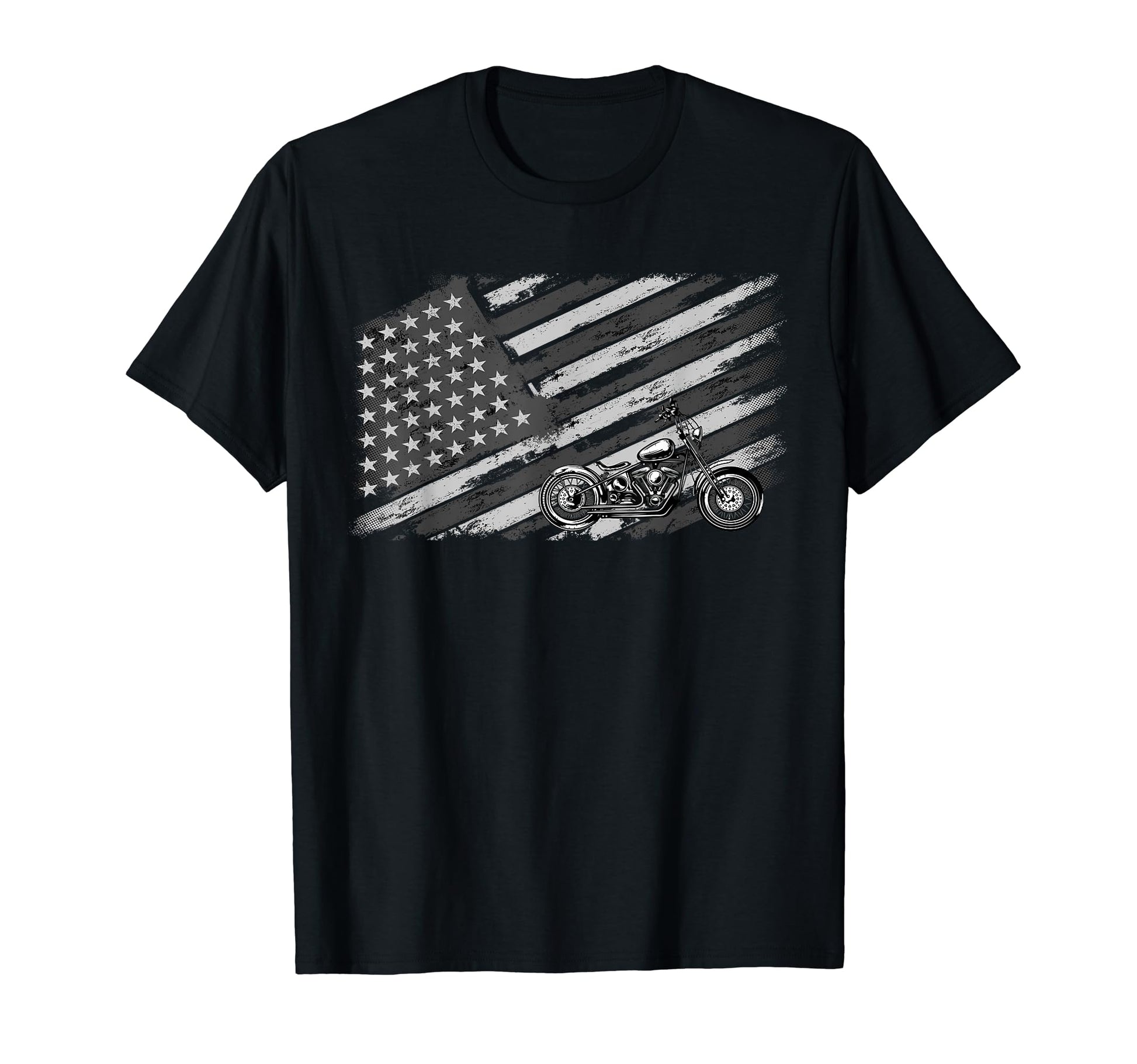 American Flag Biker Motorcycle T-Shirt - Minimalist Print Men Women - T-Shirt, Sweatshirt, Hoodie