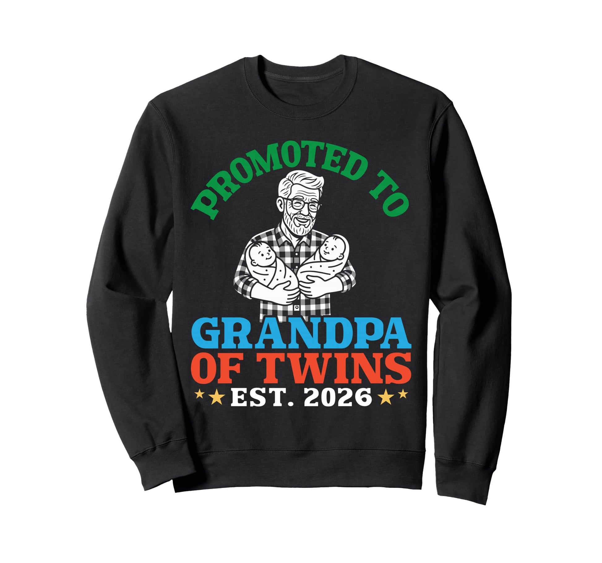 Promoted To Grandpa Twins Est Sweatshirt - Fun Novelty Design for Adults - T-Shirt, Sweatshirt, Hoodie