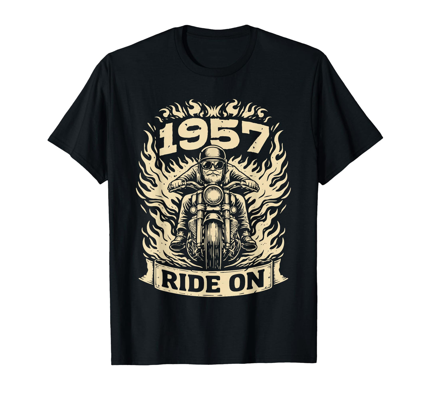 Biker 1957 Ride Birthday Motorcycle Rider T-Shirt - Custom Art Print Unisex - T-Shirt, Sweatshirt, Hoodie