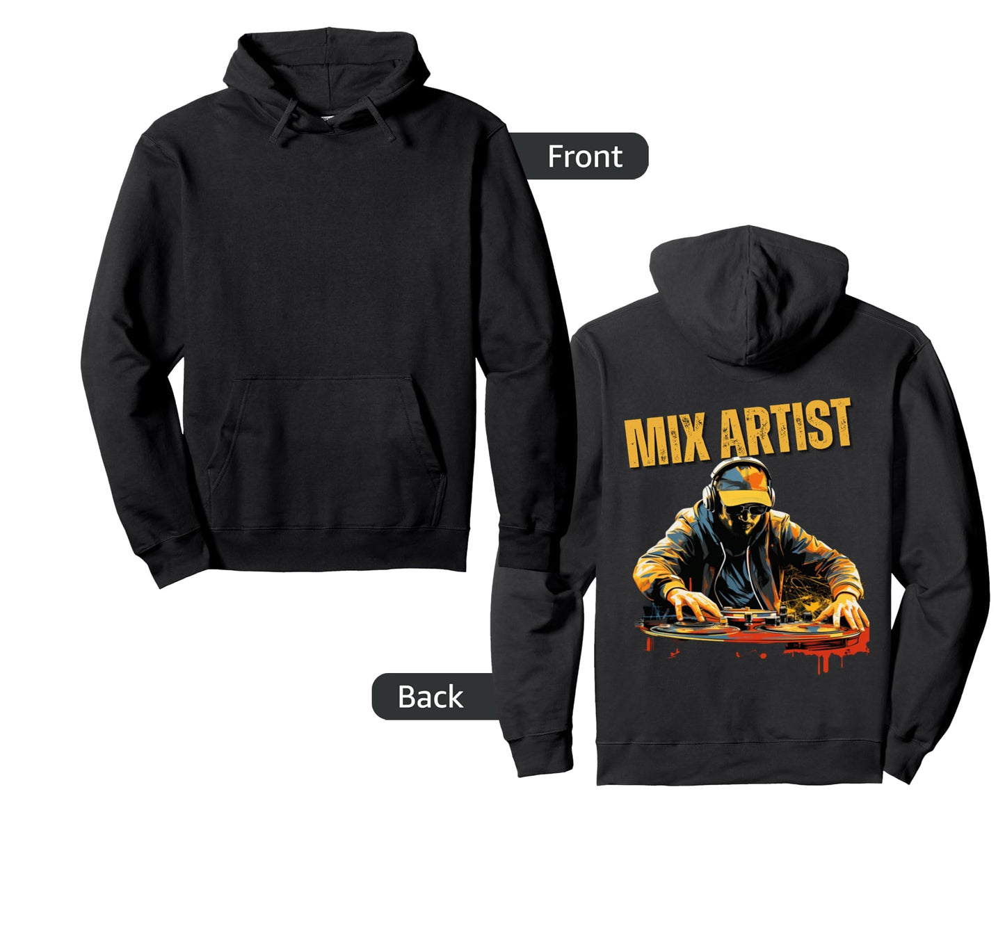 Dj Mix Artist Pop Art Dj Playing Music Hoodie - Custom Art Print Unisex - T-Shirt, Sweatshirt, Hoodie