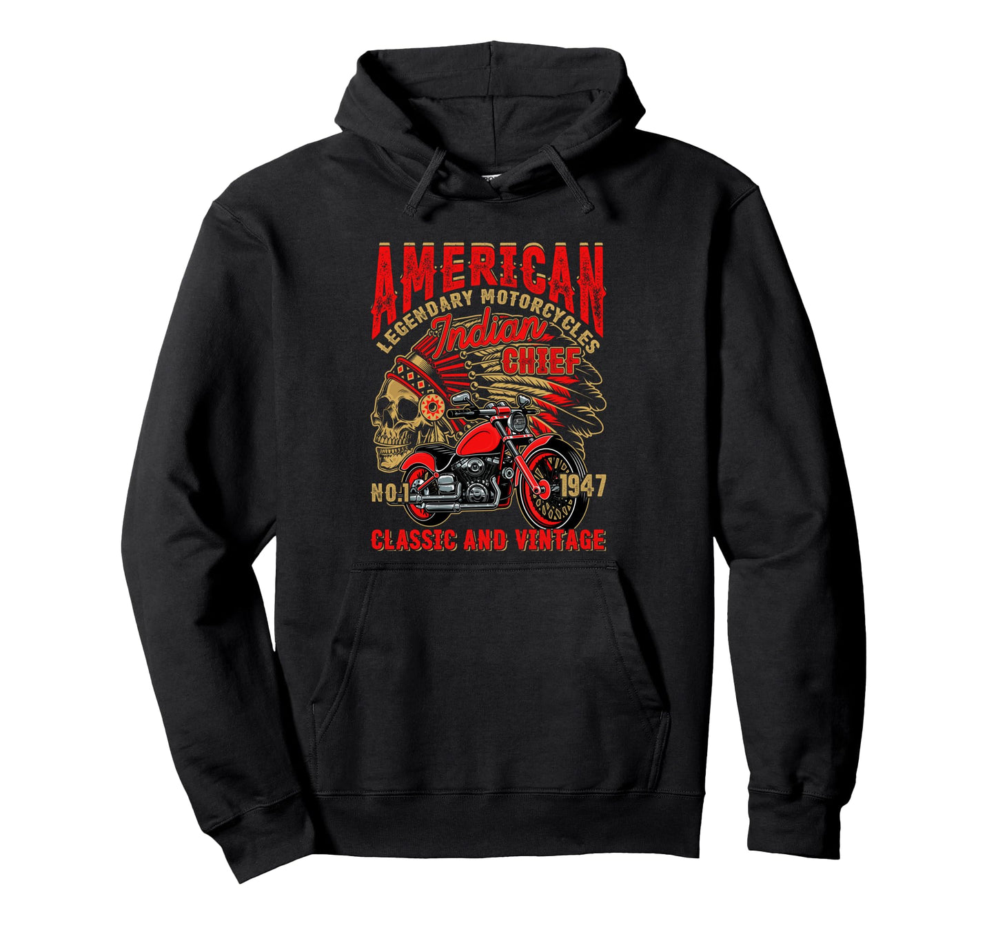 1947 American Motorcycle Biker Dad Hoodie - Aesthetic Graphic for Adults - T-Shirt, Sweatshirt, Hoodie