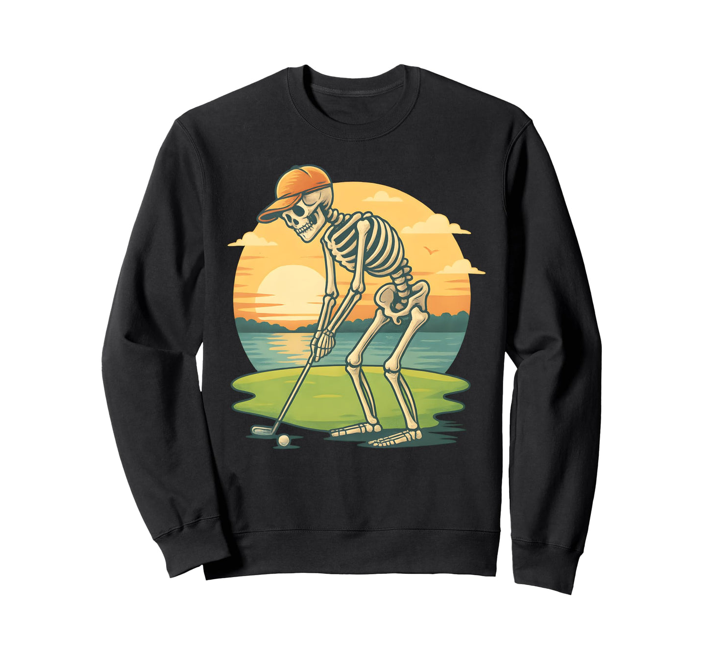 Skeleton Golf Halloween Golfer Golf Sweatshirt - Custom Art Print Unisex - T-Shirt, Sweatshirt, Hoodie