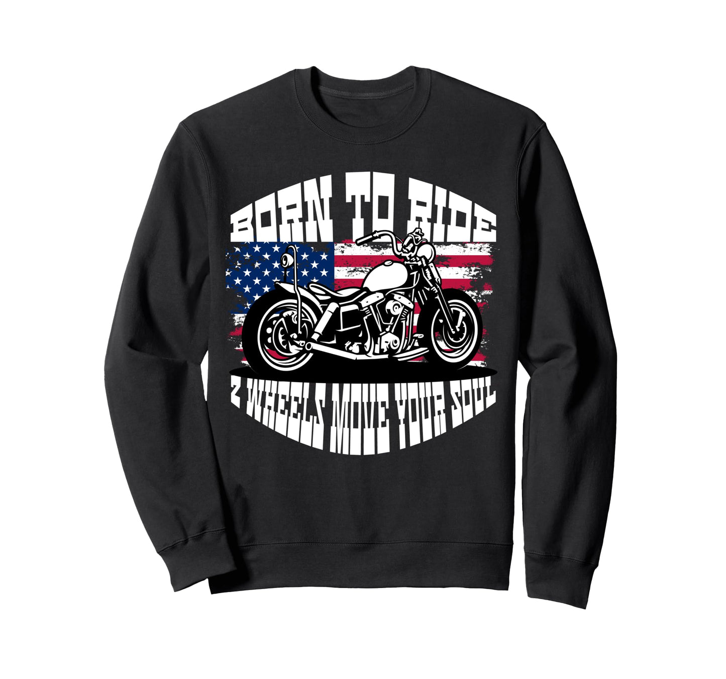 Biker Dad American Us Flag Motorcycle Sweatshirt - Custom Art Print Unisex - T-Shirt, Sweatshirt, Hoodie