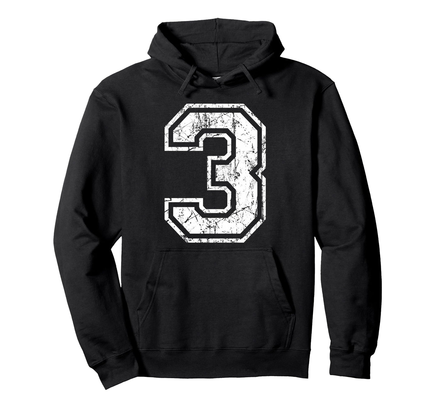 Sports Jersey Grunge Number 3 Fan Team Hoodie - Graphic Print Men Women - T-Shirt, Sweatshirt, Hoodie
