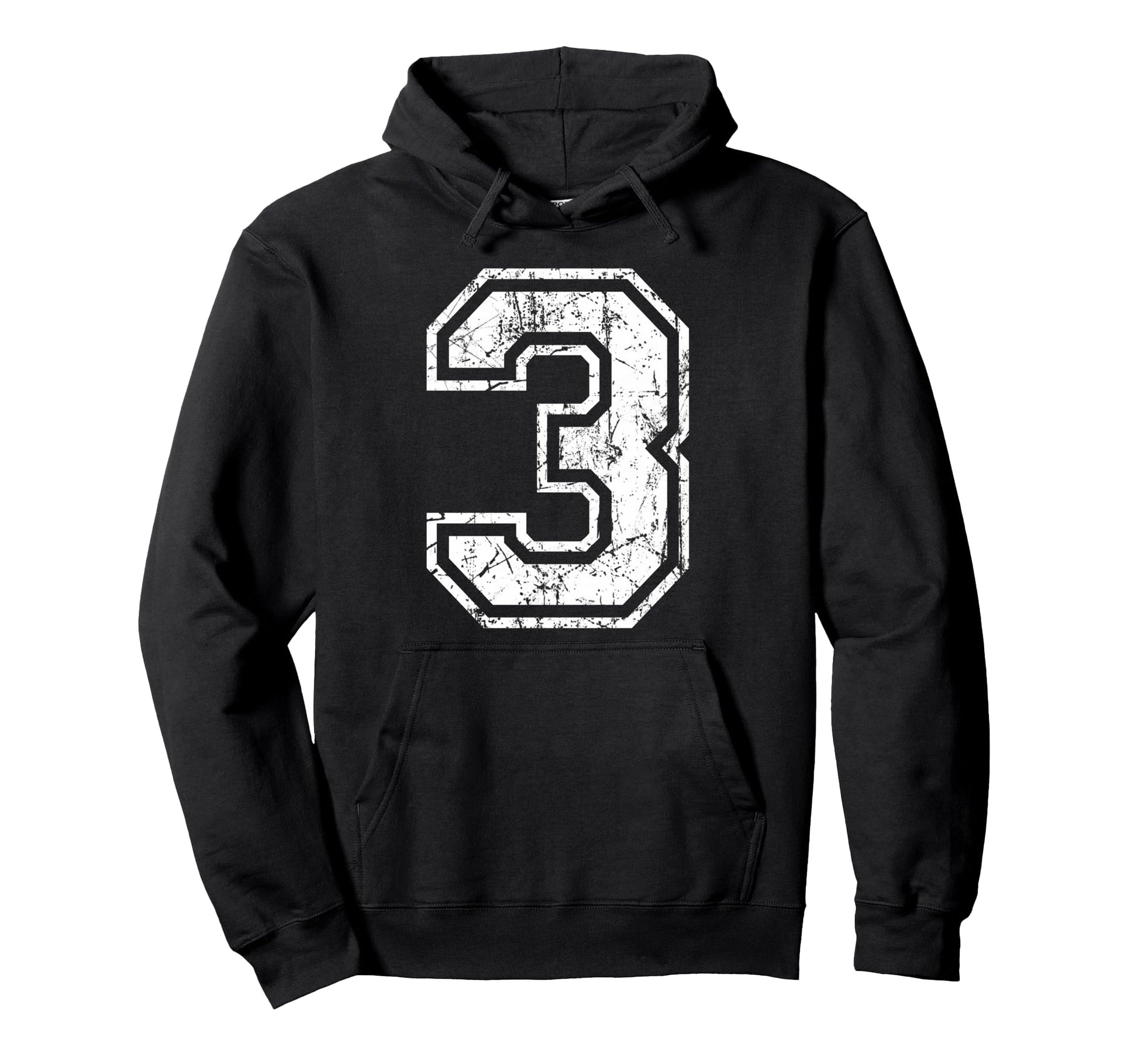 Sports Jersey Grunge Number 3 Fan Team Hoodie - Graphic Print Men Women - T-Shirt, Sweatshirt, Hoodie