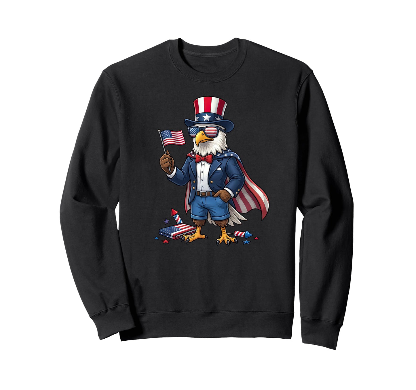 Funny Eagle American Usa Flag Sweatshirt - Fun Novelty Design for Adults - T-Shirt, Sweatshirt, Hoodie