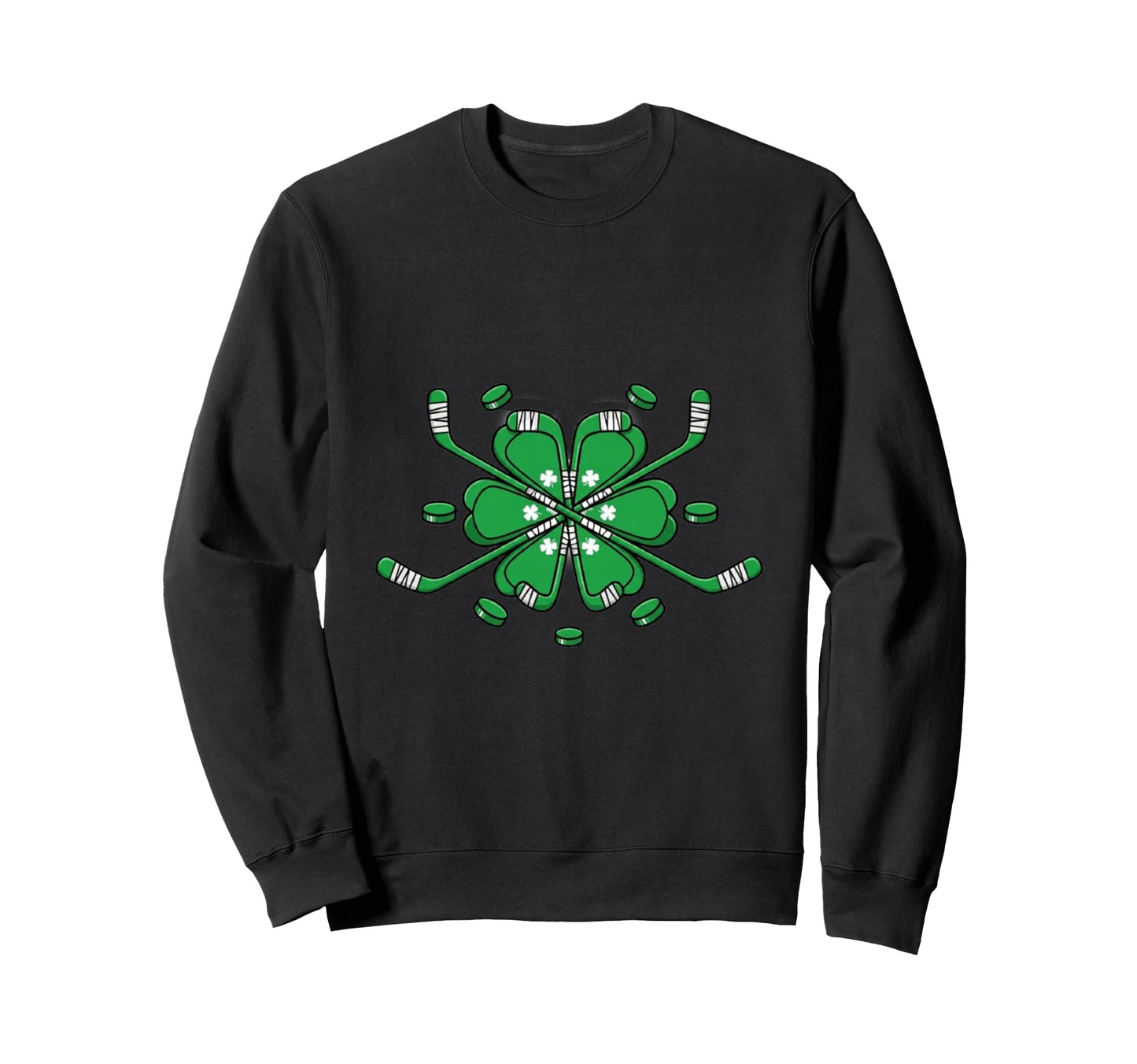 St Patricks Day Shamrock Hockey Sweatshirt - Fun Novelty Design Men Women - T-Shirt, Sweatshirt, Hoodie
