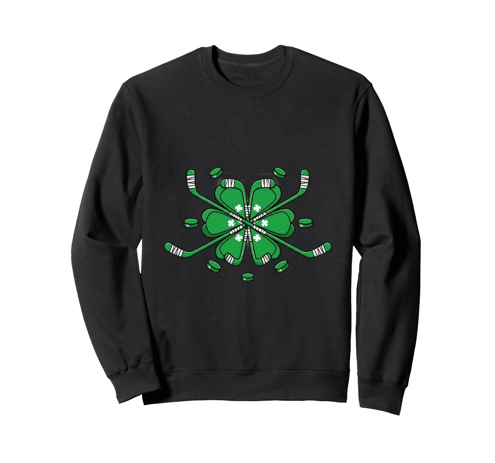 St Patricks Day Shamrock Hockey Sweatshirt - Fun Novelty Design Men Women - T-Shirt, Sweatshirt, Hoodie