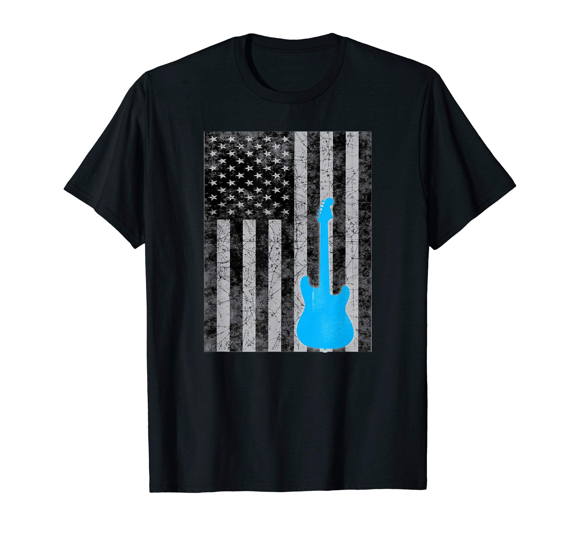 American Usa Flag Guitar Player T-Shirt - Casual Everyday Wear Men Women - T-Shirt, Sweatshirt, Hoodie