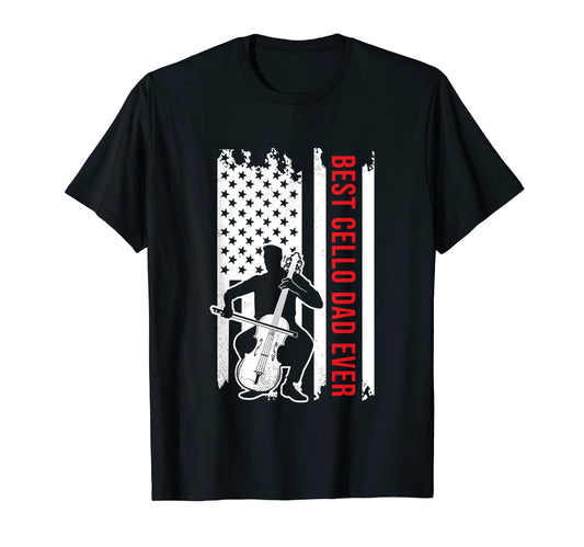 Cello Musician Usa American Flag Dad T-Shirt - Custom Art Print Men Women - T-Shirt, Sweatshirt, Hoodie