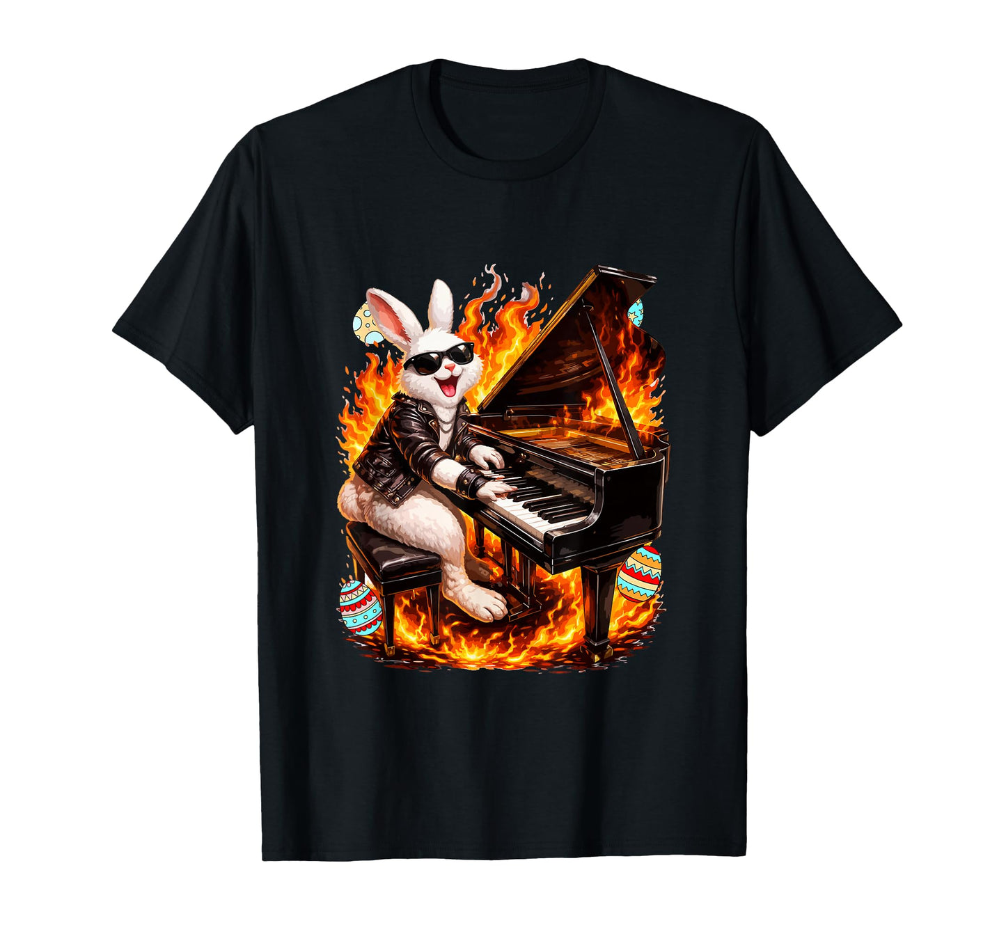 Easter Bunny Playing Piano Instrument T-Shirt - Graphic Print for Adults - T-Shirt, Sweatshirt, Hoodie