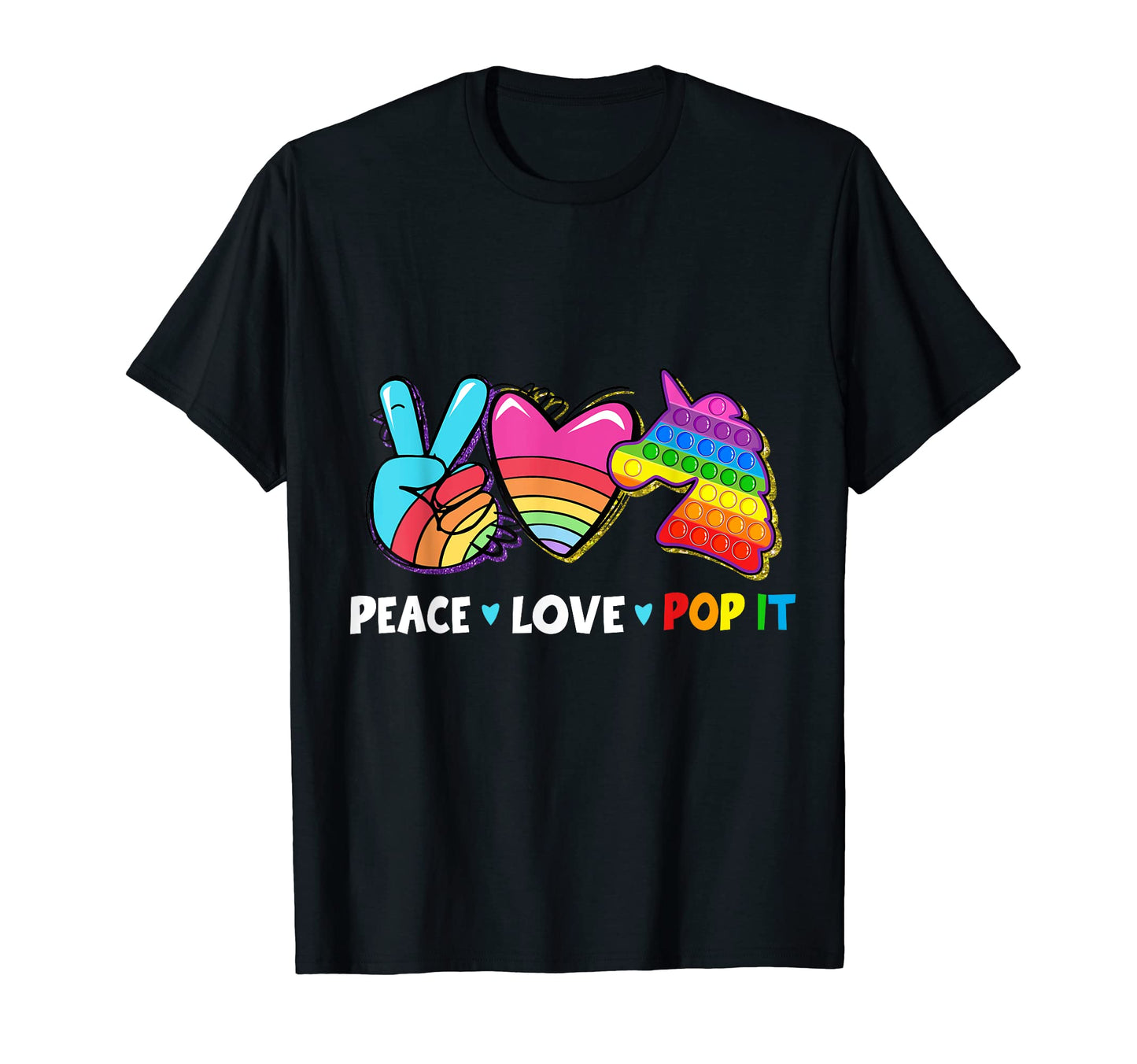 Birthday Fidget Peace Love Pop It Unicorn T-Shirt - Minimalist Print Unisex - T-Shirt, Sweatshirt, Hoodie