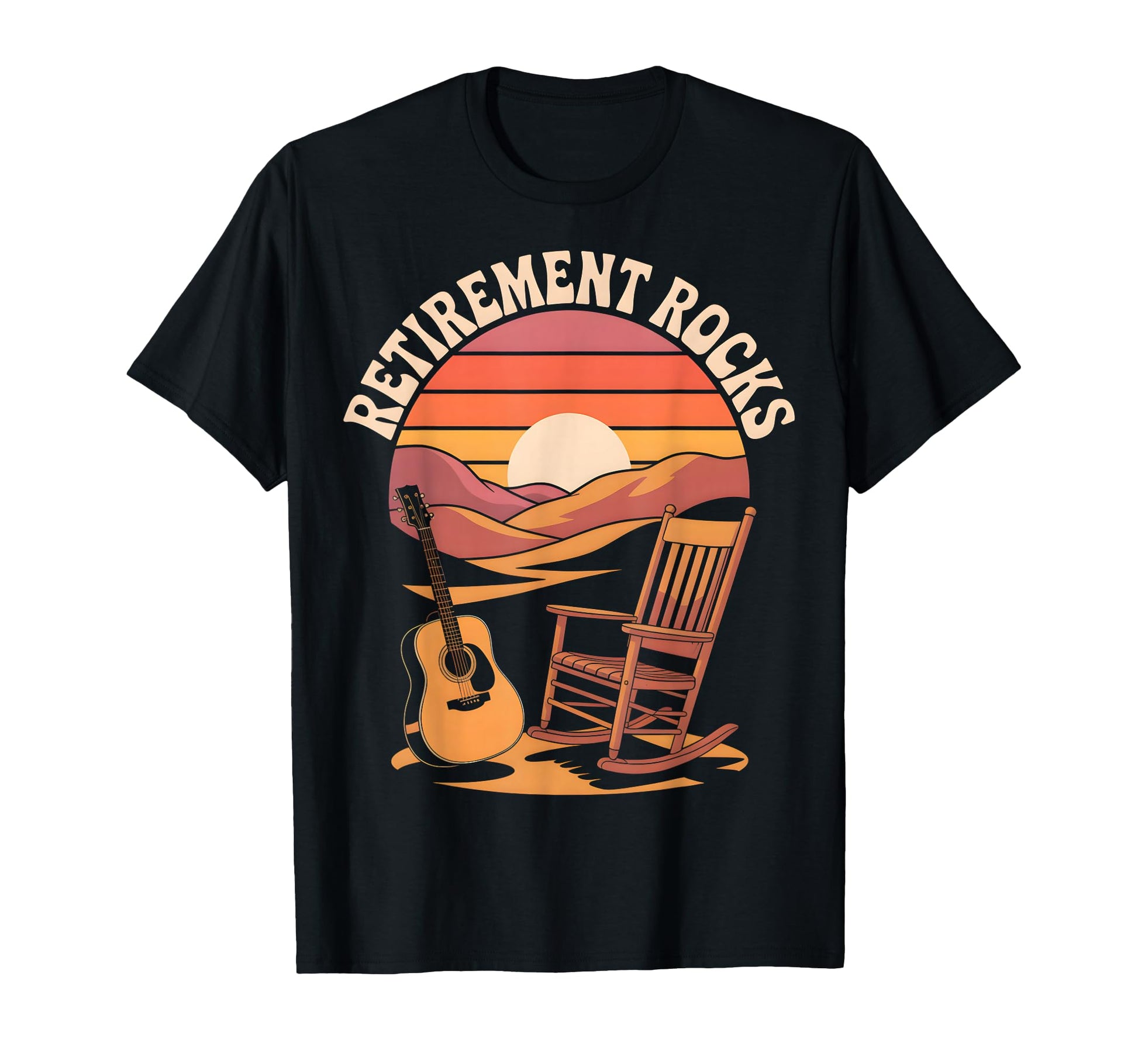 Retirement Rocks Acoustic Guitar T-Shirt - Fun Novelty Design Men Women - T-Shirt, Sweatshirt, Hoodie