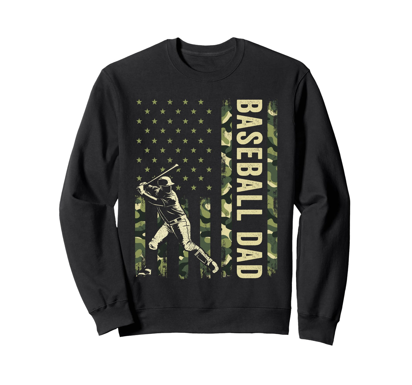 Hitter Baseball Camo American Flag Sweatshirt - Minimalist Print Men Women - T-Shirt, Sweatshirt, Hoodie