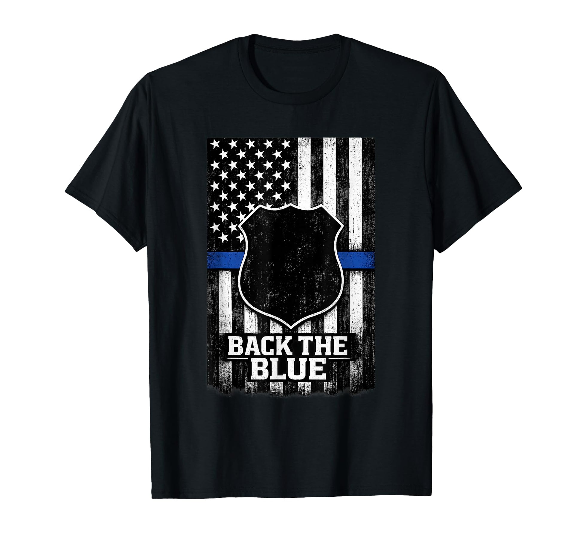 Back Blue Badge Flag Police Supporter T-Shirt - Minimalist Print Unisex - T-Shirt, Sweatshirt, Hoodie