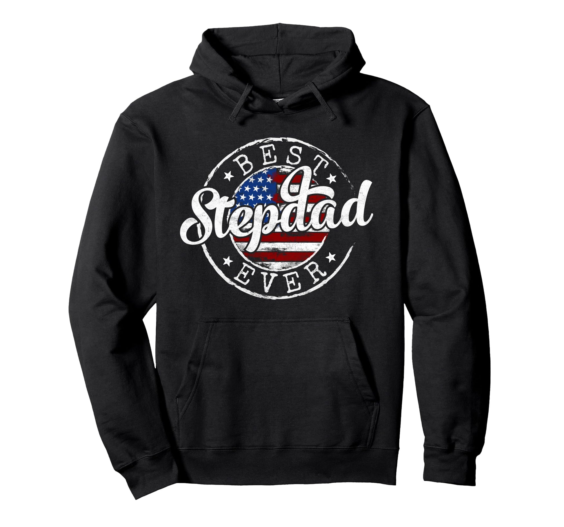 Best Stepdad Ever Usa Flag Stamp Fathers Hoodie - Custom Art Print Unisex - T-Shirt, Sweatshirt, Hoodie