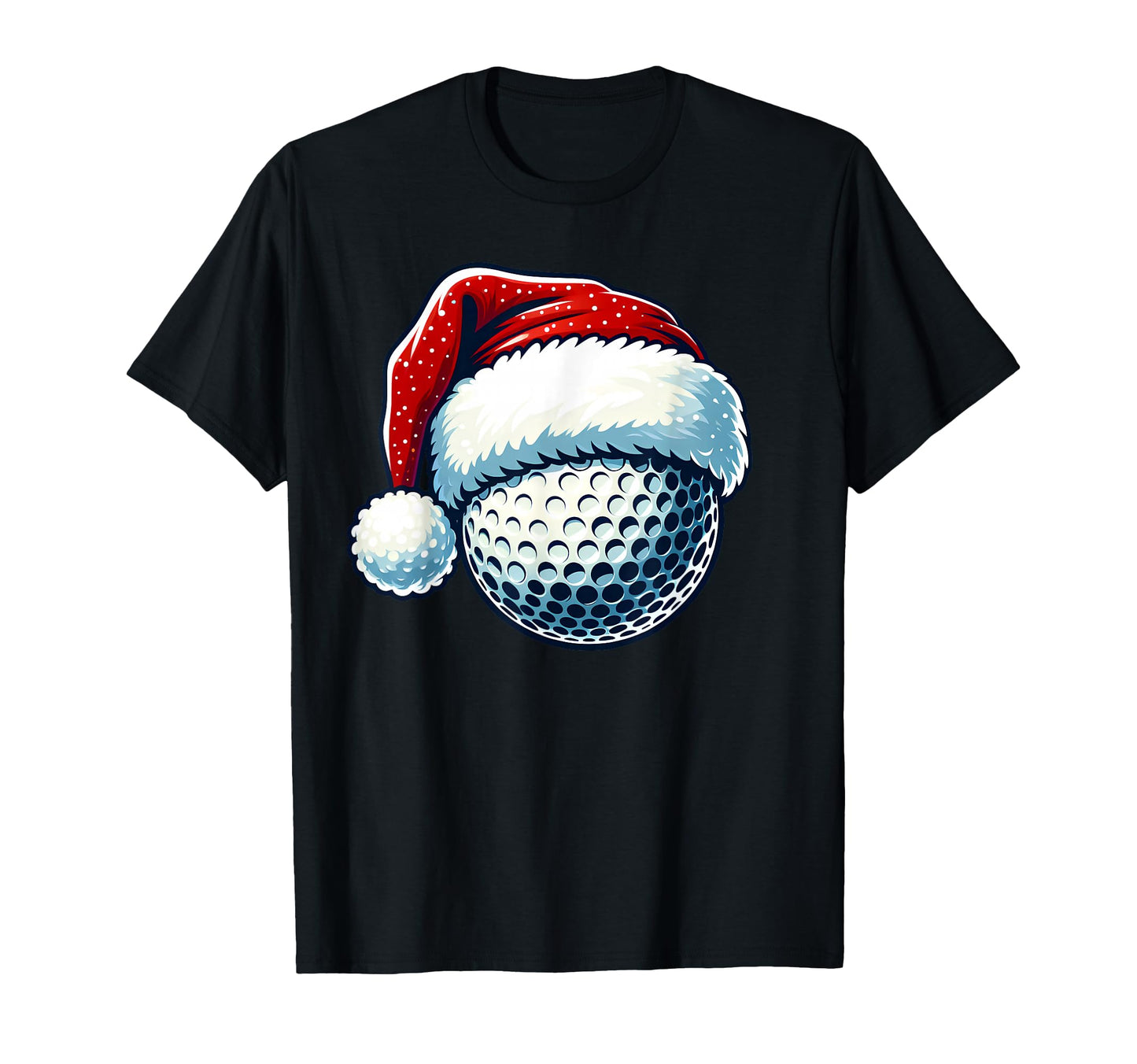Golf Ball Wearing Santa Hat Golfing T-Shirt - Fun Novelty Design Unisex - T-Shirt, Sweatshirt, Hoodie