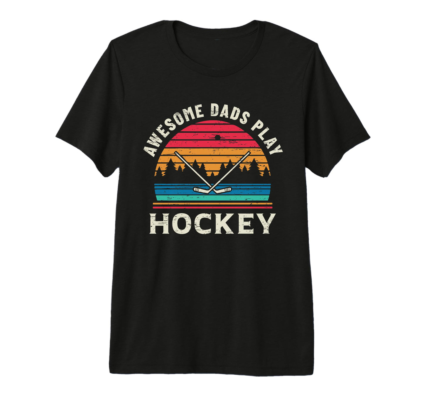 Awesome Dads Play Hockey Tri Blend T-Shirt - Fun Novelty Design Men Women - T-Shirt, Sweatshirt, Hoodie