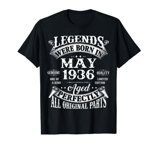 90Th Birthday Gift Legend Born May 1936 90 T-Shirt - Graphic Print Unisex - T-Shirt, Sweatshirt, Hoodie