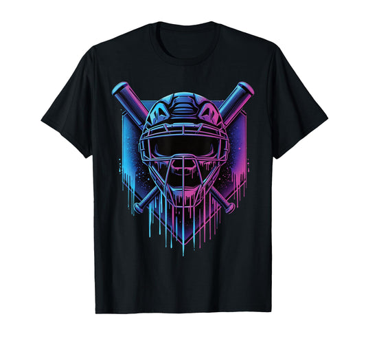 Baseball Catcher Mask Paint T-Shirt - Casual Everyday Wear Men Women - T-Shirt, Sweatshirt, Hoodie