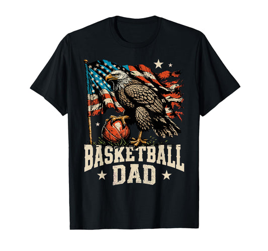 Basketball American Flag Basketball Dad T-Shirt - Minimalist Print Unisex - T-Shirt, Sweatshirt, Hoodie