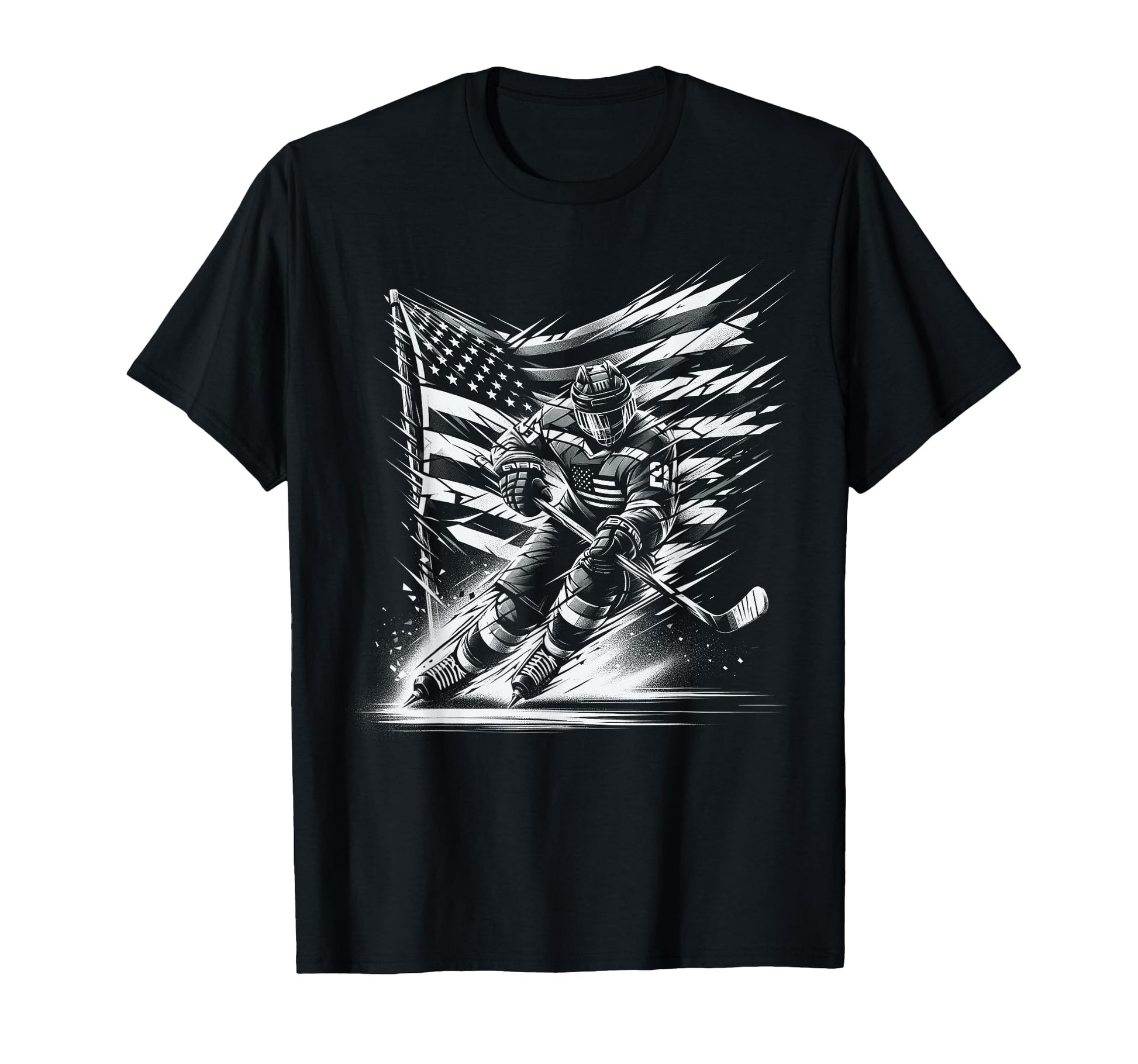 Hockey American Flag 4Th July T-Shirt - Novelty Apparel Men Women - T-Shirt, Sweatshirt, Hoodie