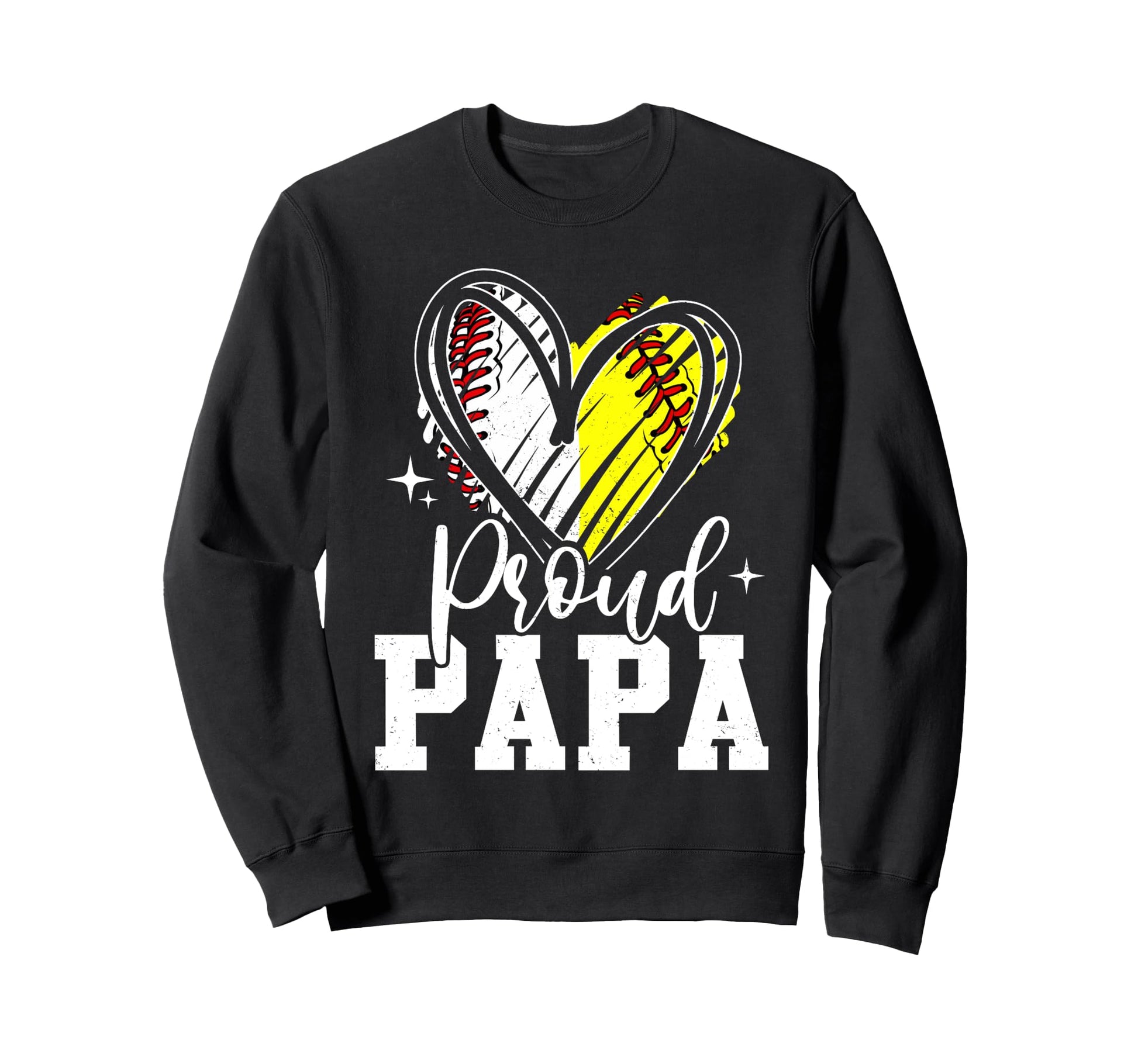 Proud Papa Baseball Softball Heart Sweatshirt - Aesthetic Graphic Unisex - T-Shirt, Sweatshirt, Hoodie