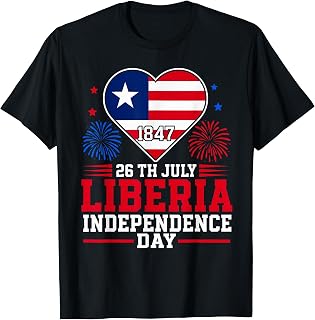 Liberia Independence Day 1847 Patriotic Heart Liberian Flag T-Shirt Unisex T-shirt, Sweatshirt, Hoodie, Long Sleeve Tee - T-Shirt, Sweatshirt, Hoodie