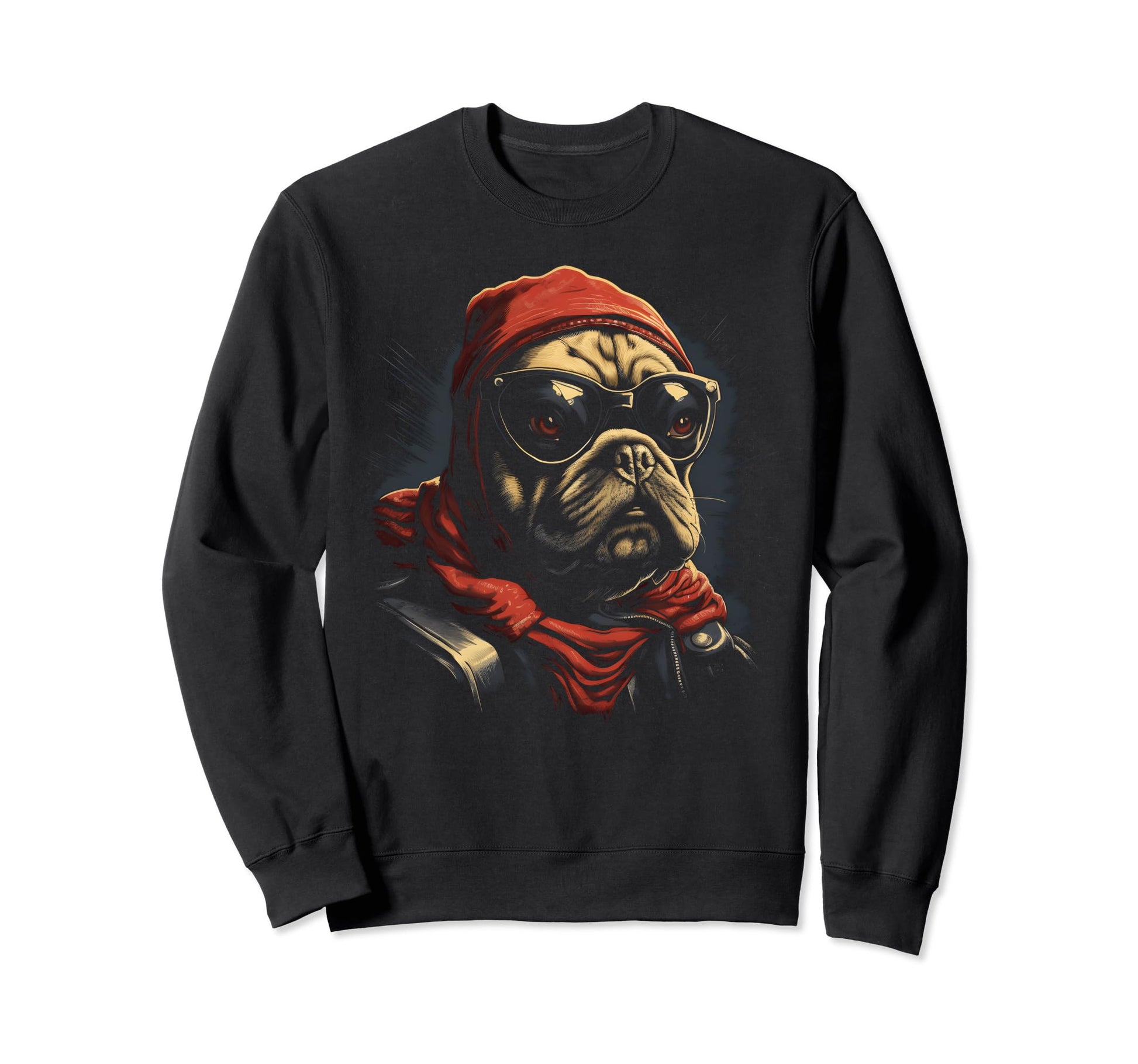 Motorcycle Dad Biker Dog Pug Dad Sweatshirt - Streetwear Style for Adults - T-Shirt, Sweatshirt, Hoodie
