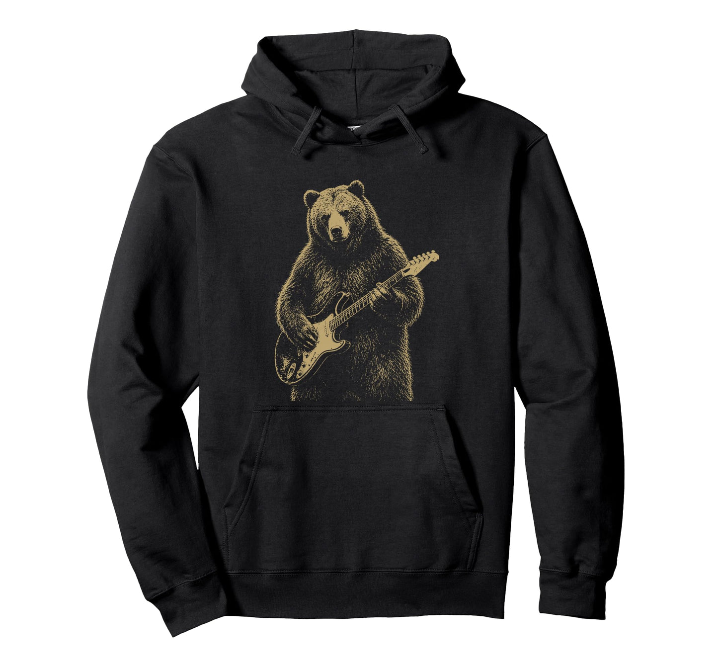Bear Playing Electric Guitar Rocker Hoodie - Novelty Apparel for Adults - T-Shirt, Sweatshirt, Hoodie