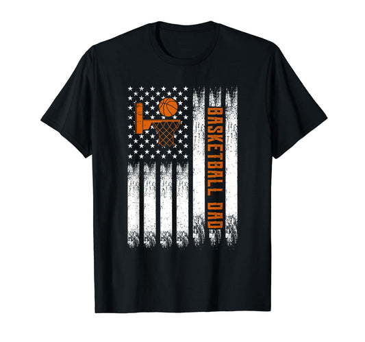 American Basketball Usa Flag Dad Fathers T-Shirt - Custom Art Print Unisex - T-Shirt, Sweatshirt, Hoodie