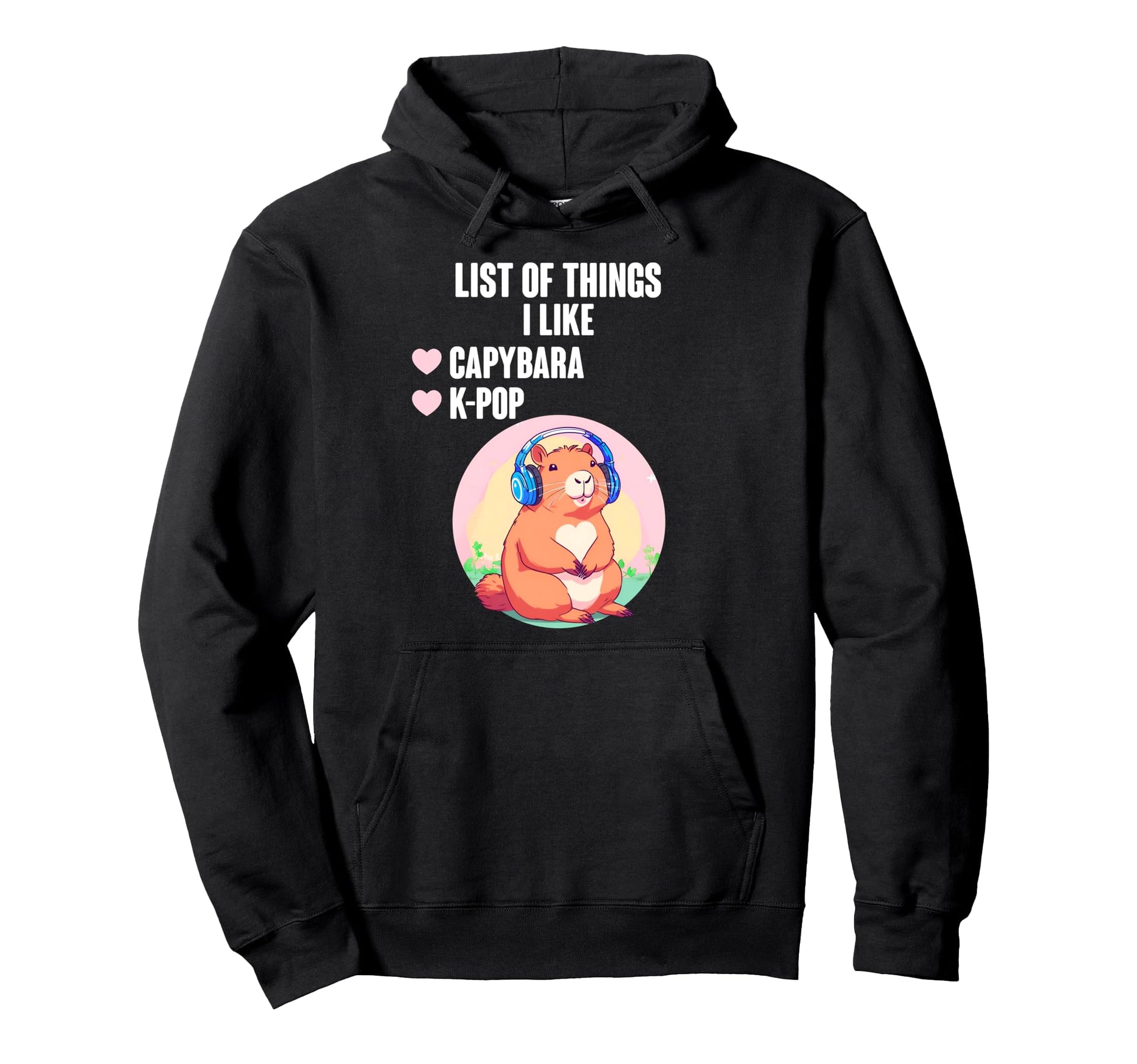 K Pop And Capybara List Things I Like Hoodie - Minimalist Print Unisex - T-Shirt, Sweatshirt, Hoodie