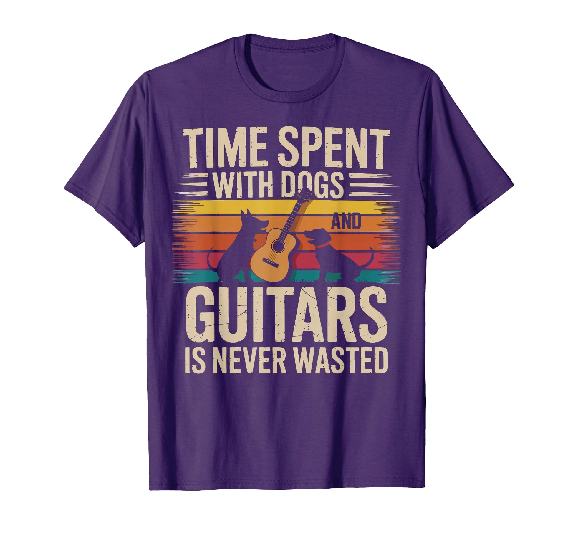 Time Spent Dogs And Guitars Is T-Shirt - Aesthetic Graphic for Adults - T-Shirt, Sweatshirt, Hoodie