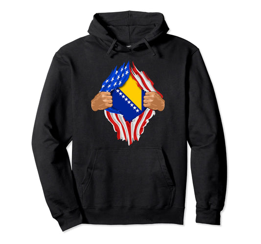 Bosnia And Herzegovina Blood Inside Hoodie - Minimalist Print for Adults - T-Shirt, Sweatshirt, Hoodie