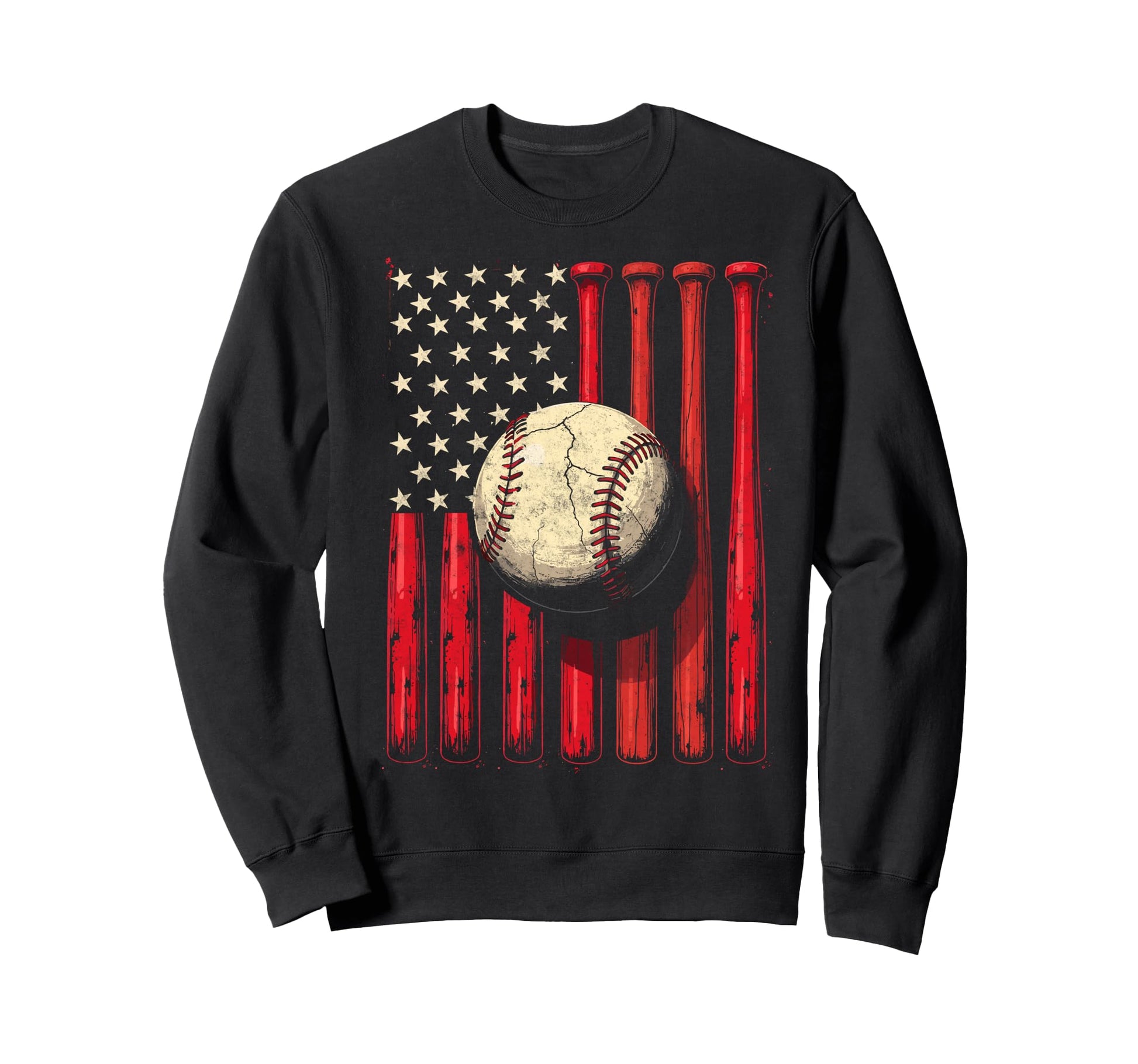 Baseball Us Flag Baseball Lover Sweatshirt - Fun Novelty Design Men Women - T-Shirt, Sweatshirt, Hoodie
