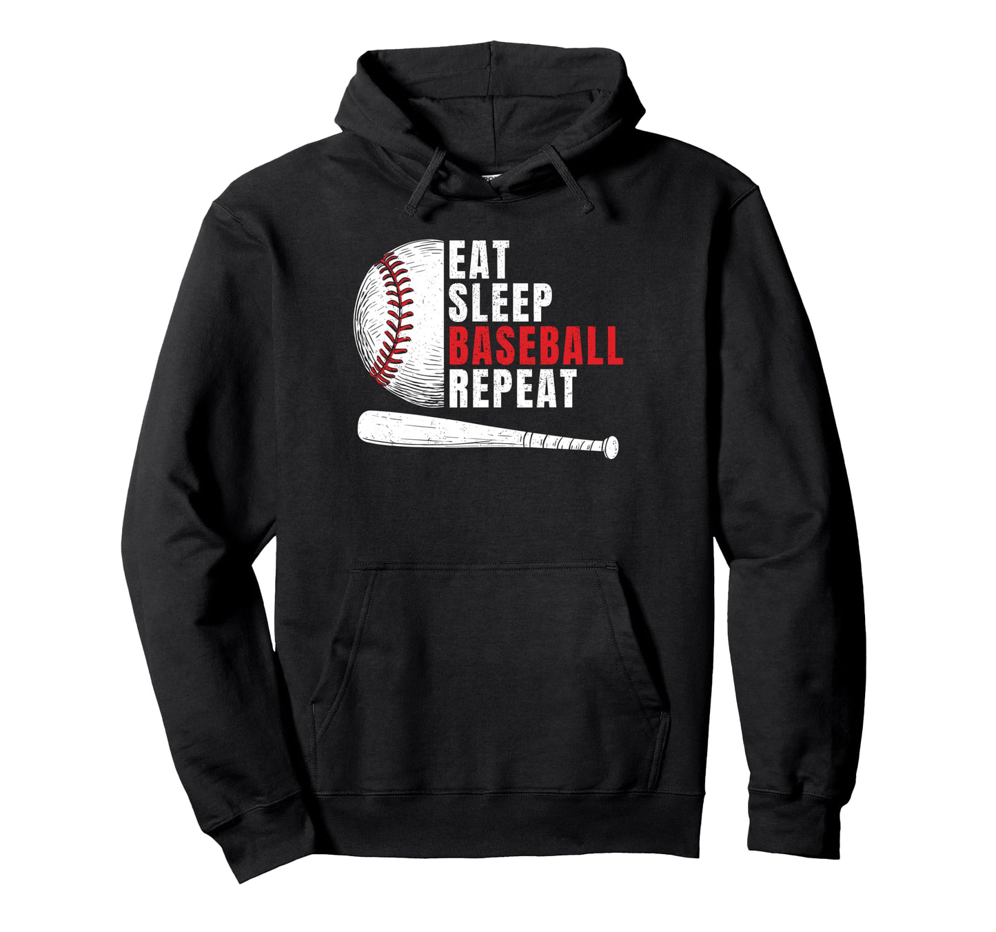 Eat Sleep Baseball Repeat Mens Baseball Dad Hoodie - Trendy Graphic Unisex - T-Shirt, Sweatshirt, Hoodie