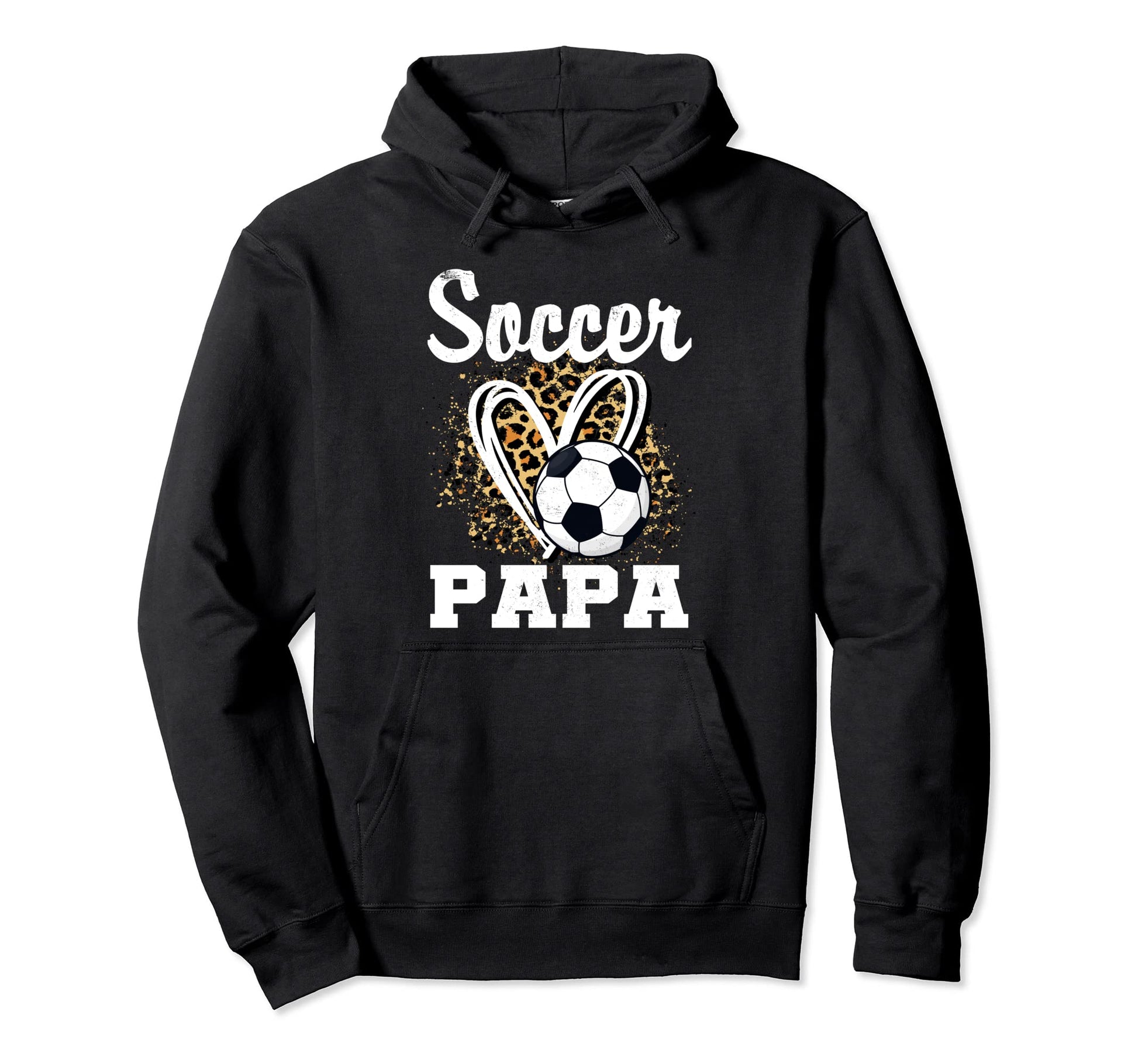 Soccer Papa Leopard Heart Hoodie - Aesthetic Graphic Unisex - T-Shirt, Sweatshirt, Hoodie