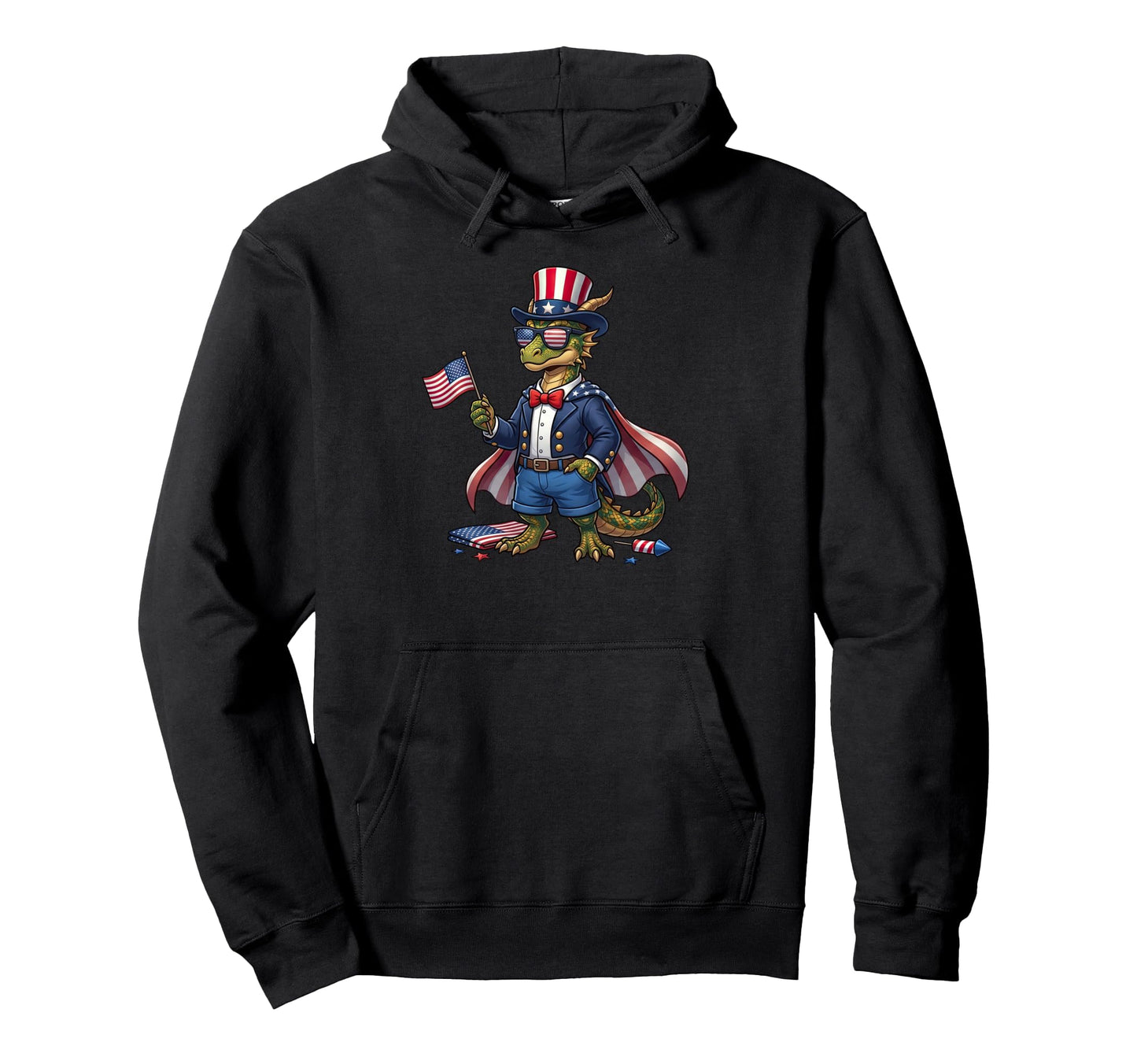 Funny Dragon American Usa Flag Memorial Hoodie - Aesthetic Graphic Unisex - T-Shirt, Sweatshirt, Hoodie