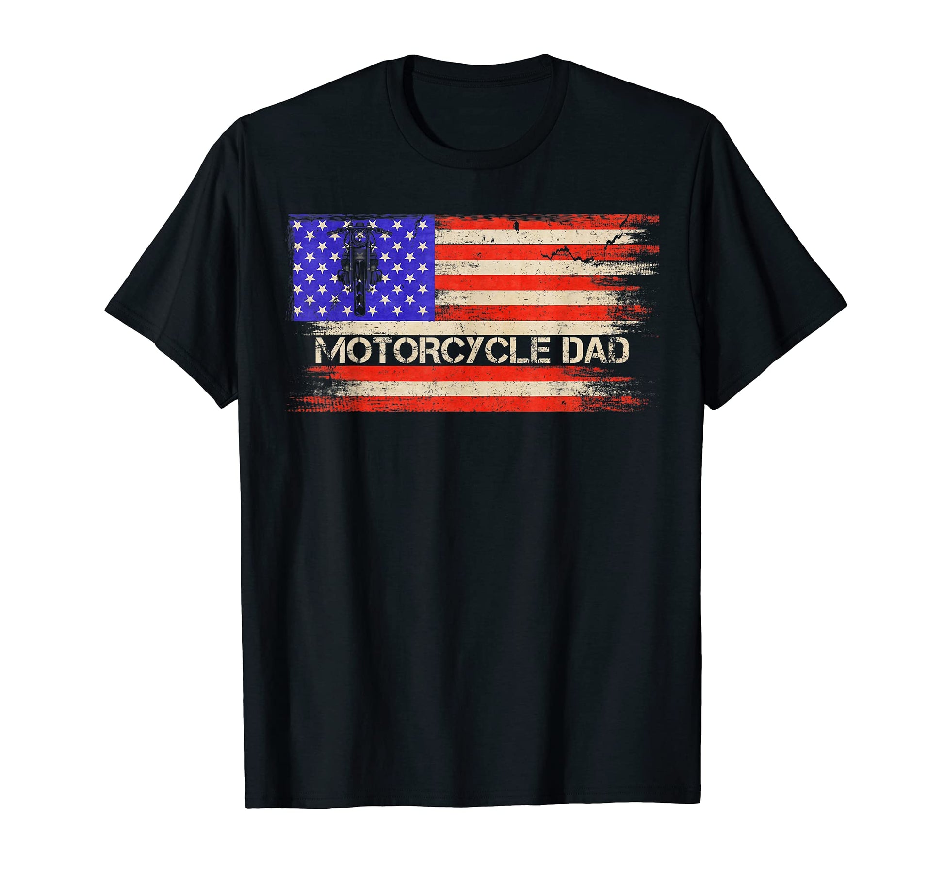 Usa Flag Proud Motorcycle Dirt Bike Dad T-Shirt - Novelty Apparel Unisex - T-Shirt, Sweatshirt, Hoodie