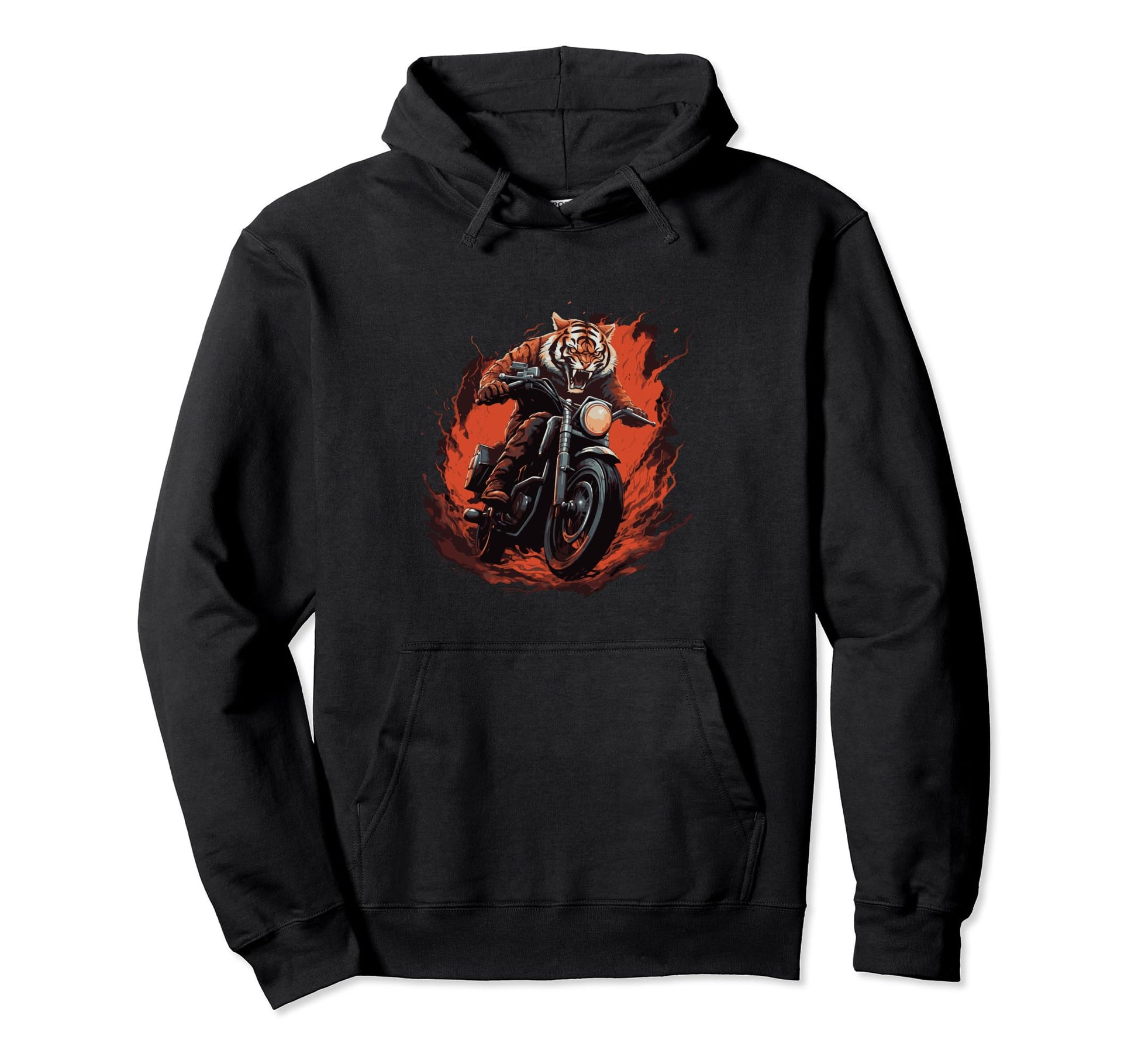 Tiger Riding Motorcycle Dad Biker Hoodie - Custom Art Print for Adults - T-Shirt, Sweatshirt, Hoodie