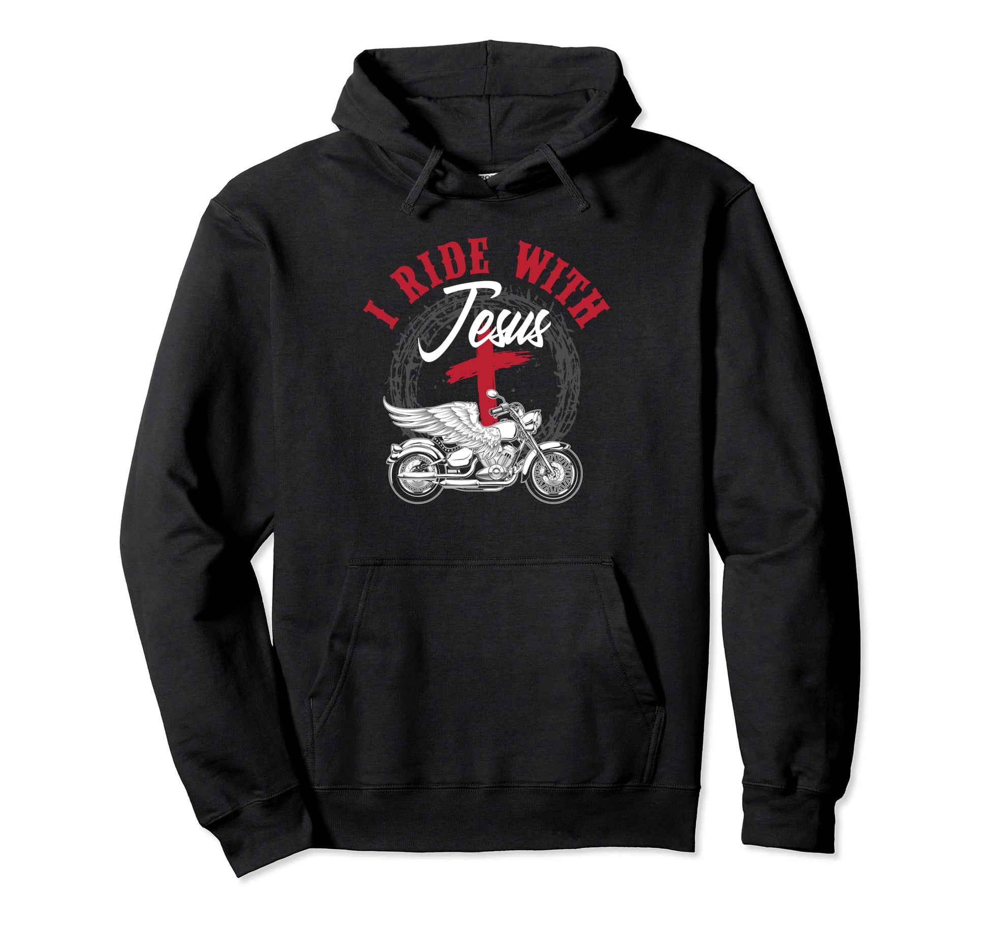 Christian Motorcyclist I Ride Jesus Funny Hoodie - Streetwear Style Unisex - T-Shirt, Sweatshirt, Hoodie