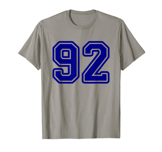 Blue Sport Team Number 92 T-Shirt - Minimalist Print for Adults - T-Shirt, Sweatshirt, Hoodie